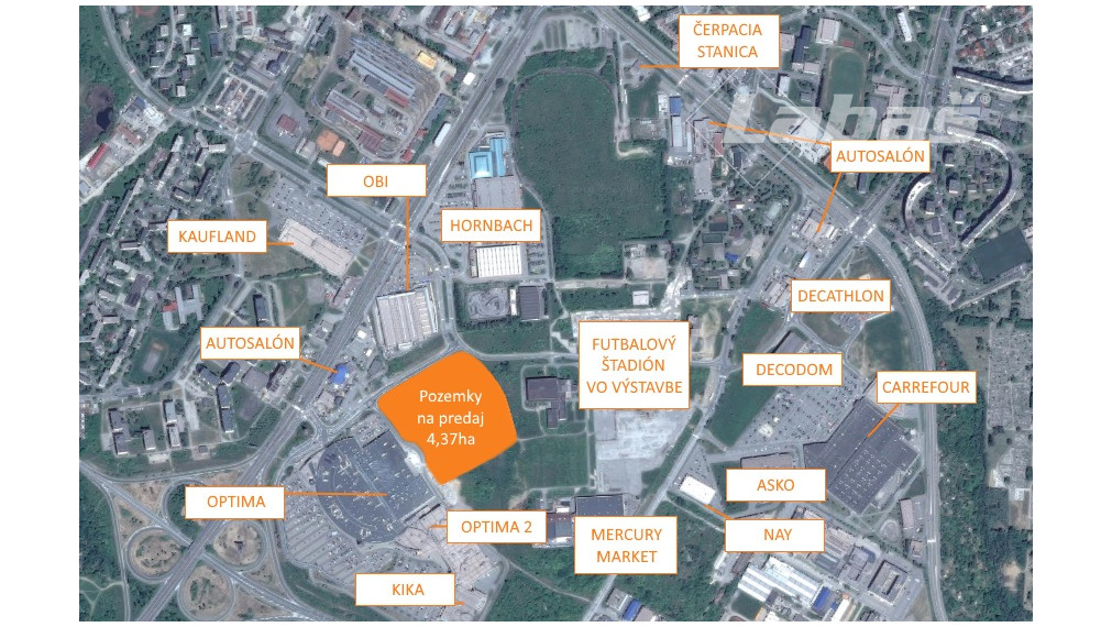 Predaj pozemkov pri Optime Košice 43716 m2