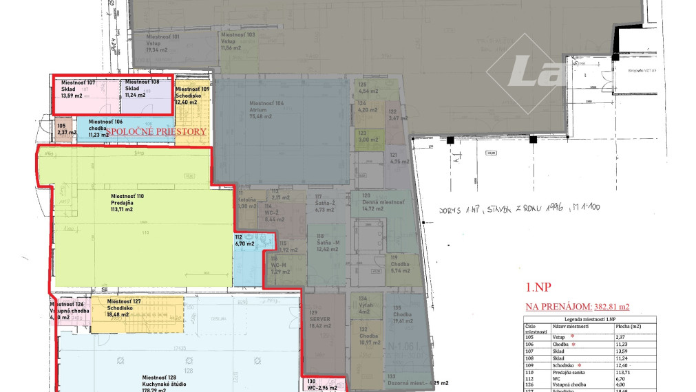 Nebytové priestory areál Domoss , Piešťany 1.NP a 2.NP 383m2 a 524 m2
