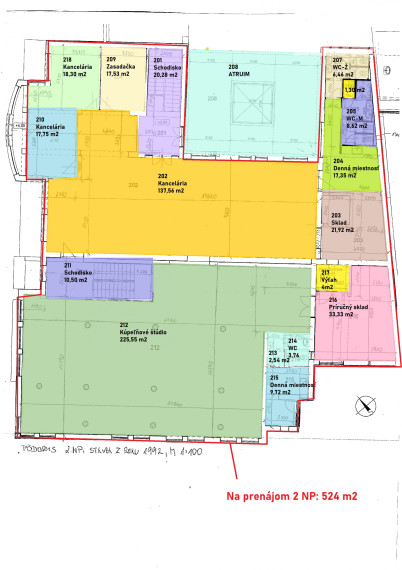 Nebytové priestory areál Domoss , Piešťany 1.NP a 2.NP 383m2 a 524 m2