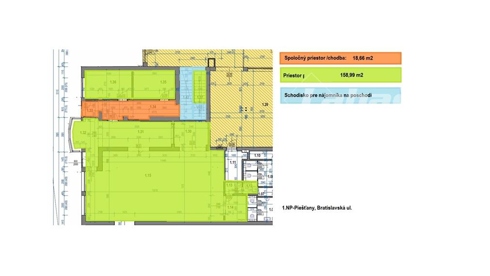 Nebytové priestory areál Domoss , Piešťany 1.NP 159m2 a 2.NP 274m2