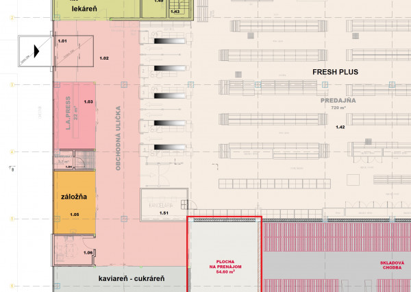 Butik na prenájom - OC Gelnica 54,6 m2